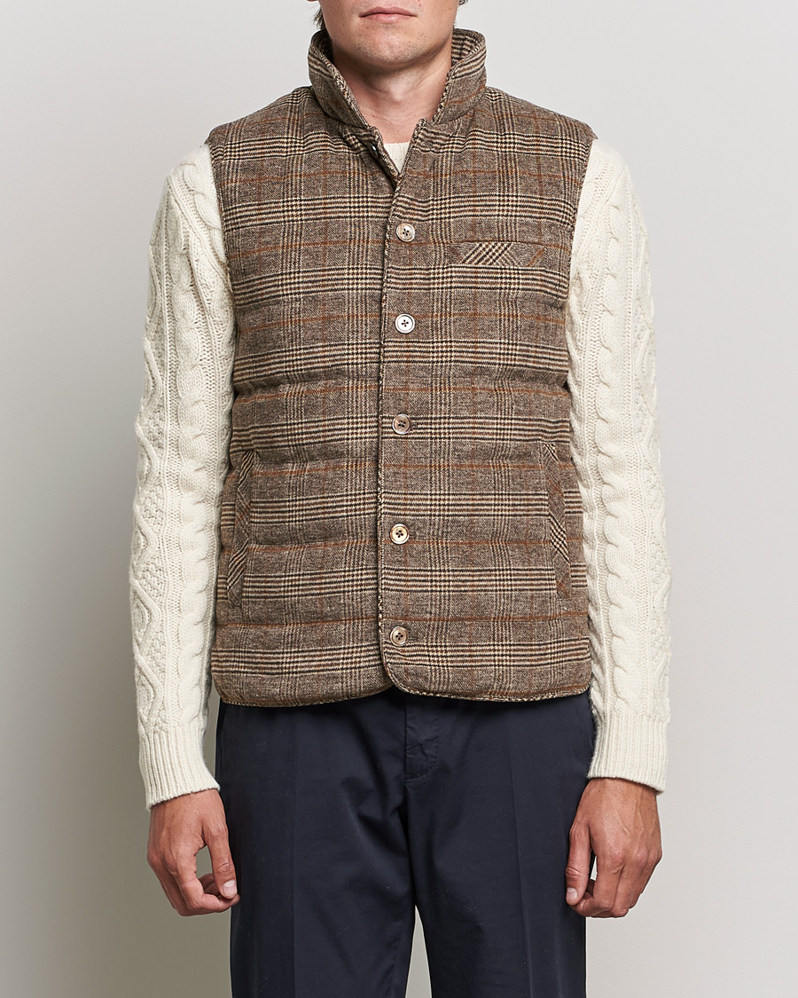 Herren | Jacken | Stenströms | Glencheck Padded Wool Vest Brown