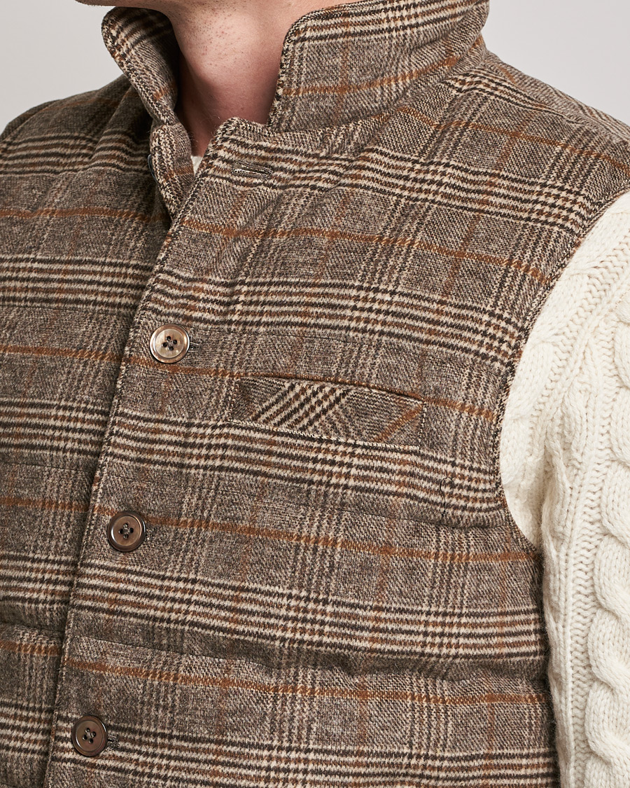 Herren | Jacken | Stenströms | Glencheck Padded Wool Vest Brown