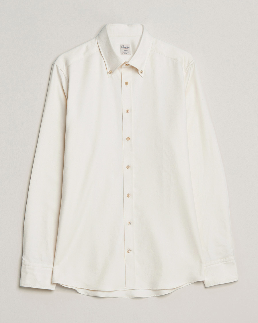 Herren | Hemden | Stenströms | Slimline Flannel Shirt Off White