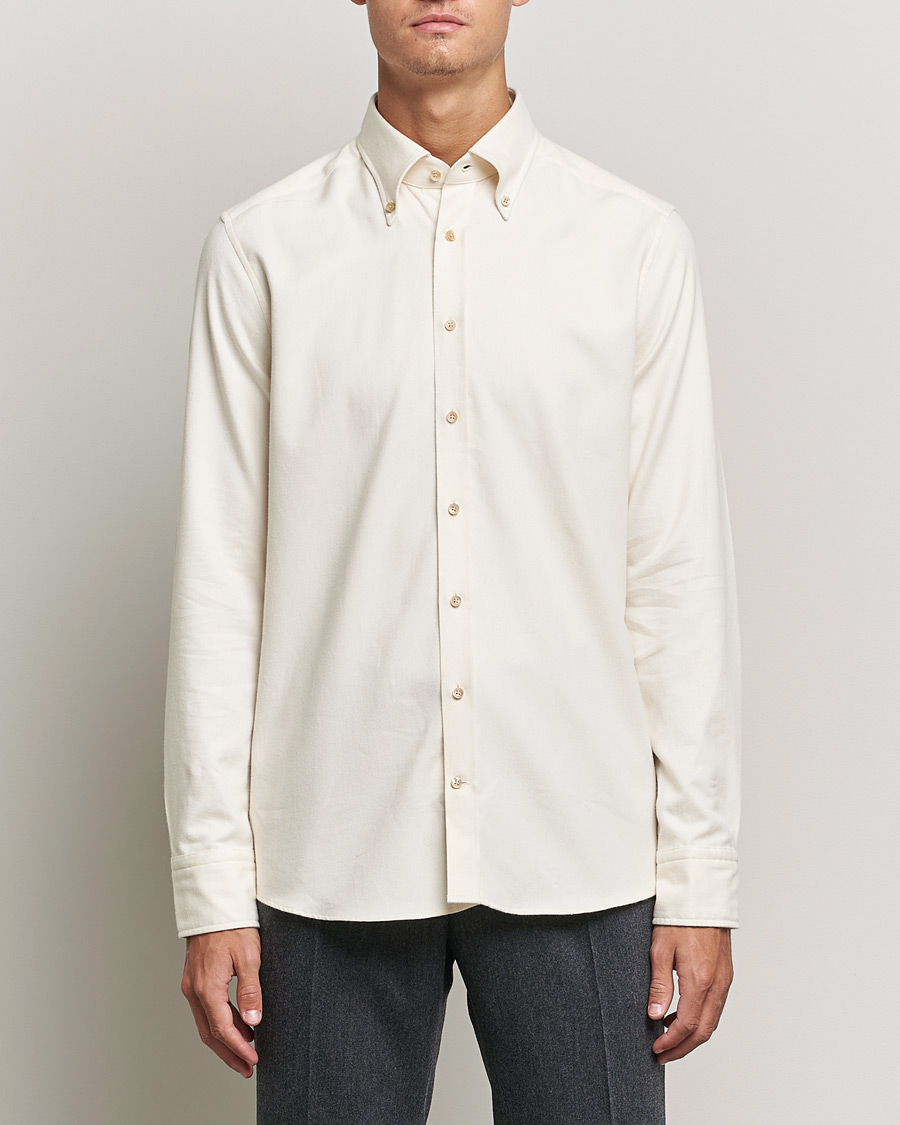 Herren |  | Stenströms | Slimline Flannel Shirt Off White
