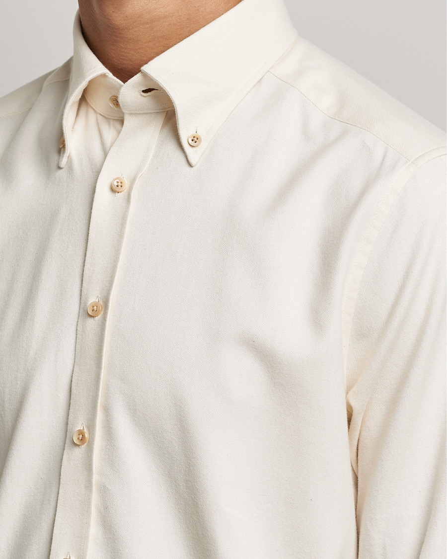 Herren | Hemden | Stenströms | Slimline Flannel Shirt Off White