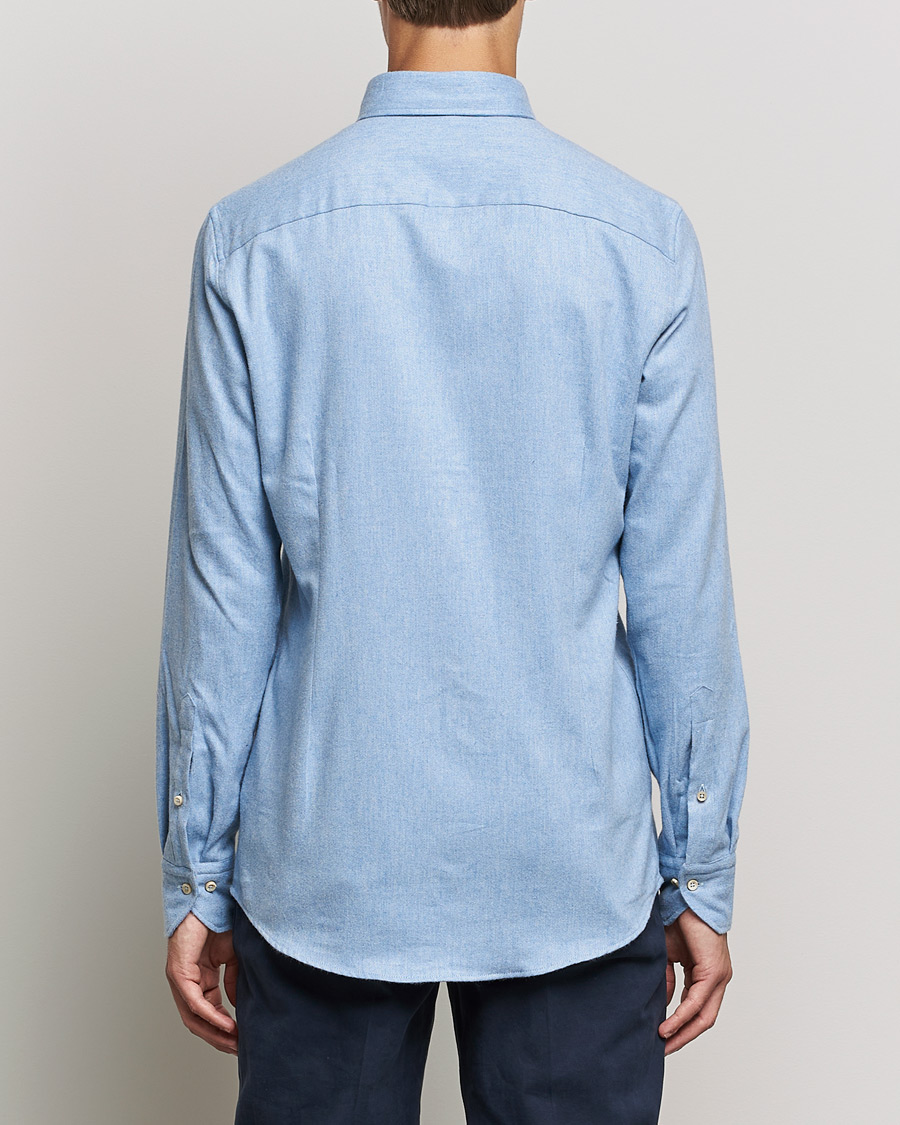 Herren | Hemden | Stenströms | Slimline Flannel Shirt Light Blue