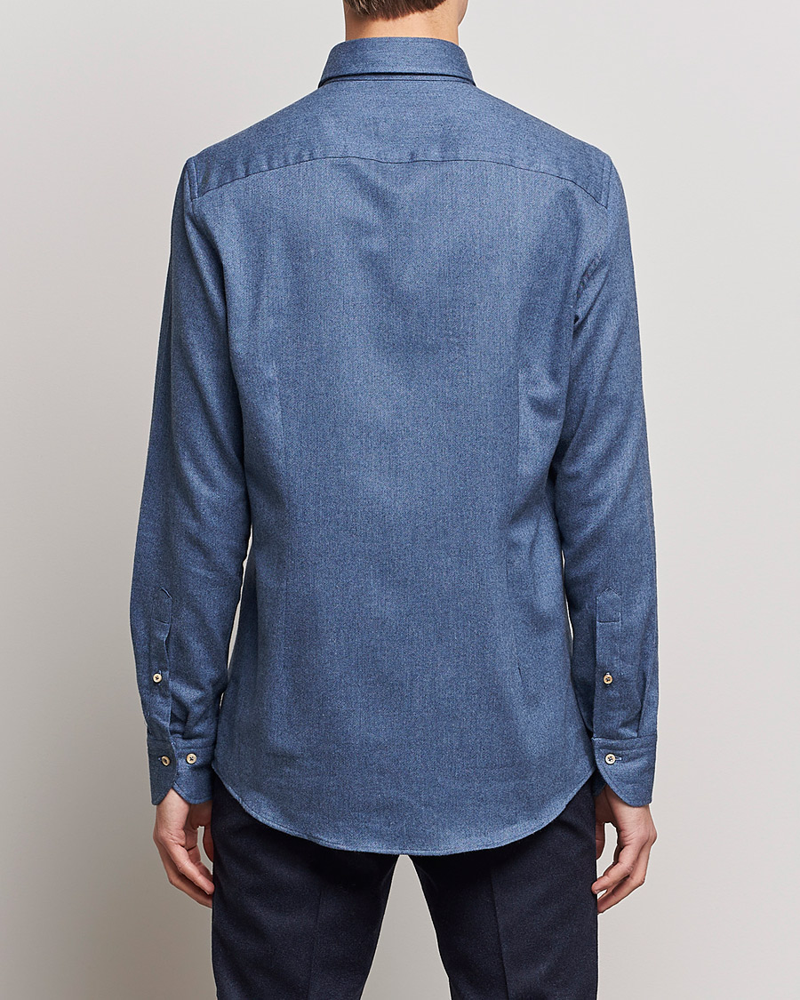 Herren | Hemden | Stenströms | Slimline Flannel Shirt Blue