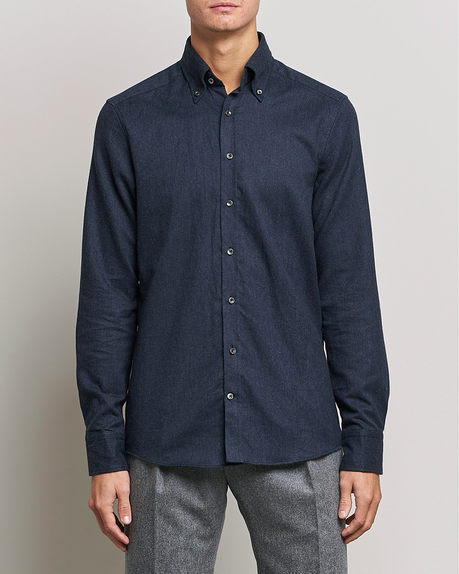 Herren | 40% sale | Stenströms | Slimline Flannel Shirt Navy