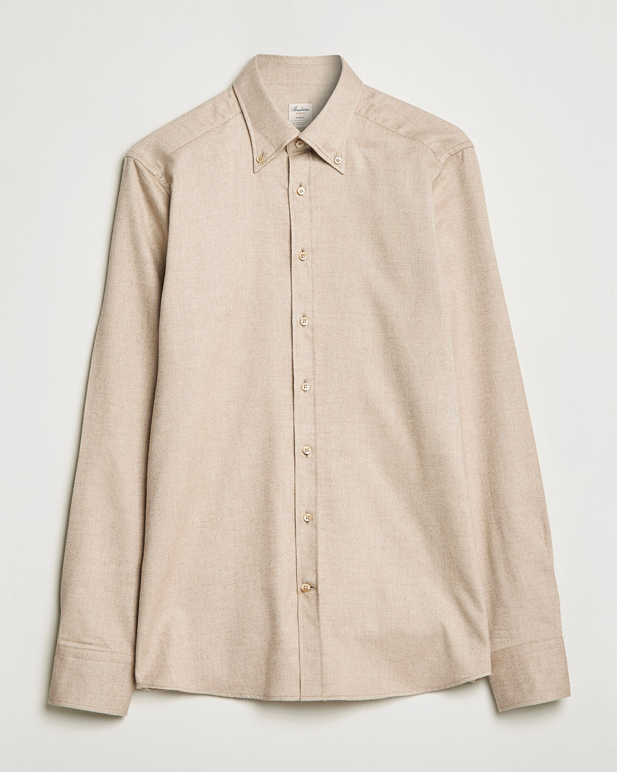 Herren | Hemden | Stenströms | Slimline Flannel Shirt Beige