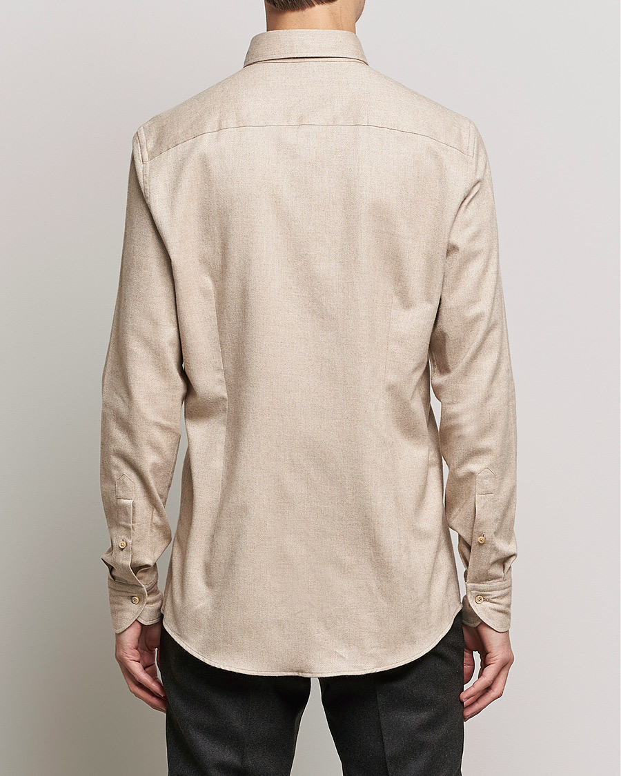Herren | Hemden | Stenströms | Slimline Flannel Shirt Beige