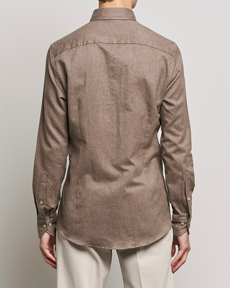 Herren | Hemden | Stenströms | Slimline Flannel Shirt Brown