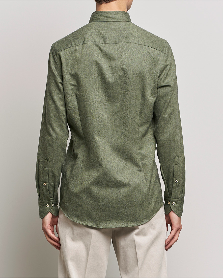 Herren | Hemden | Stenströms | Slimline Flannel Shirt Dark Green