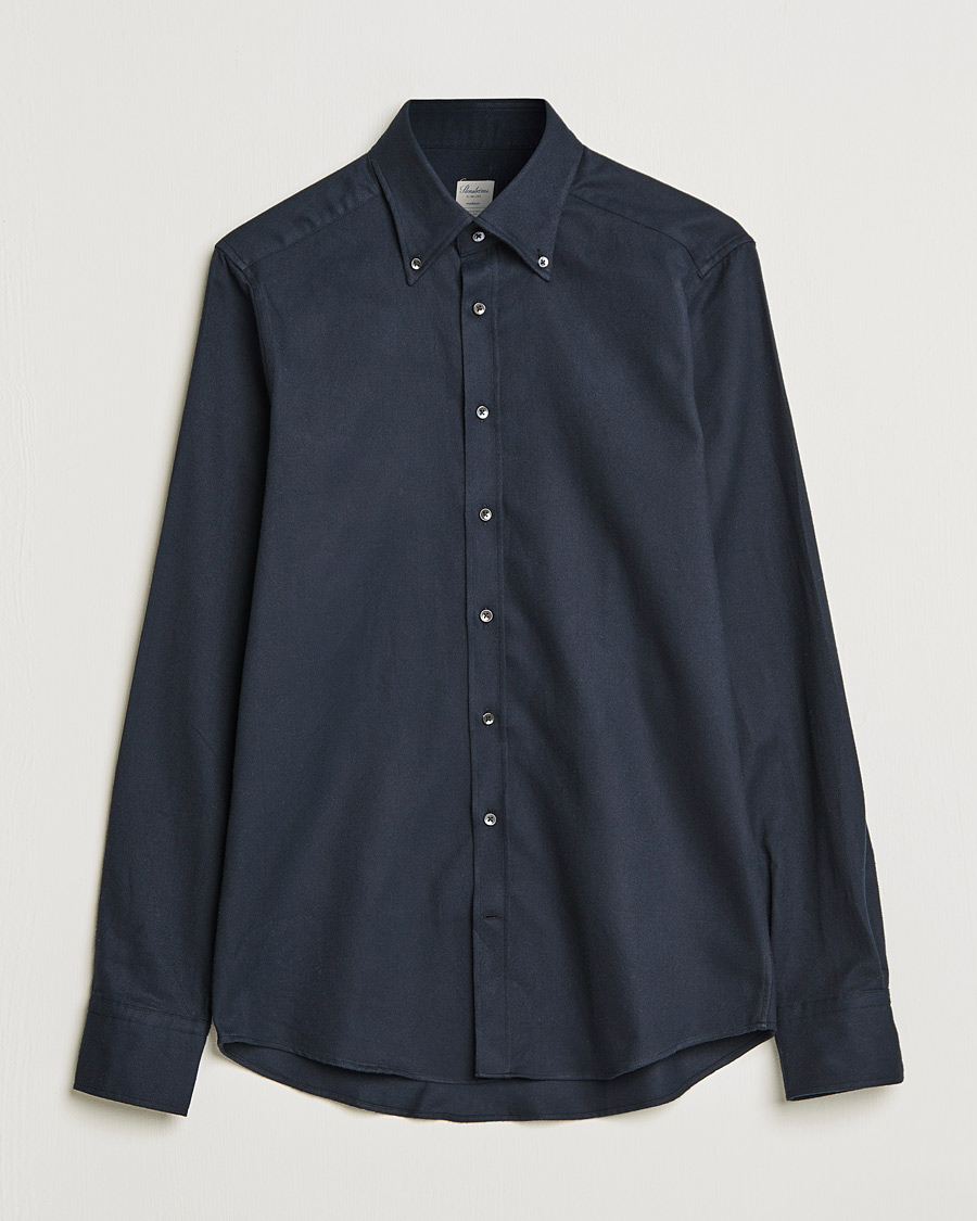 Herren | Hemden | Stenströms | Slimline Flannel Shirt Black