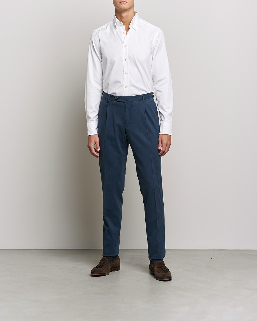 Herren | Hemden | Stenströms | Slimline Button Down Pinpoint Oxford Shirt White