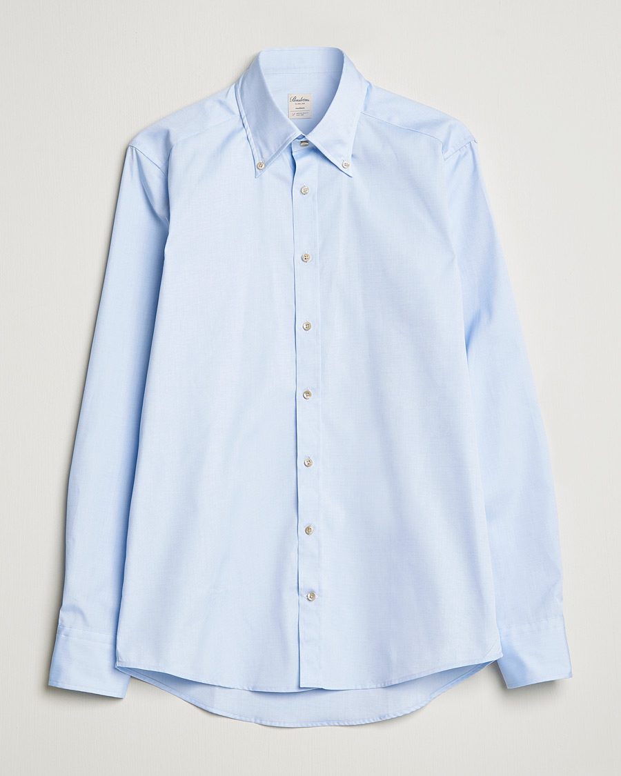 Herren | Hemden | Stenströms | Slimline Button Down Pinpoint Oxford Shirt Light Blue
