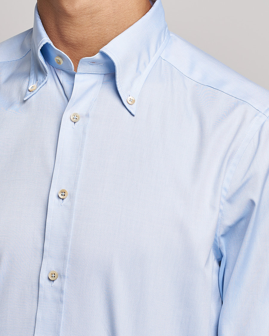 Herren | Hemden | Stenströms | Slimline Button Down Pinpoint Oxford Shirt Light Blue