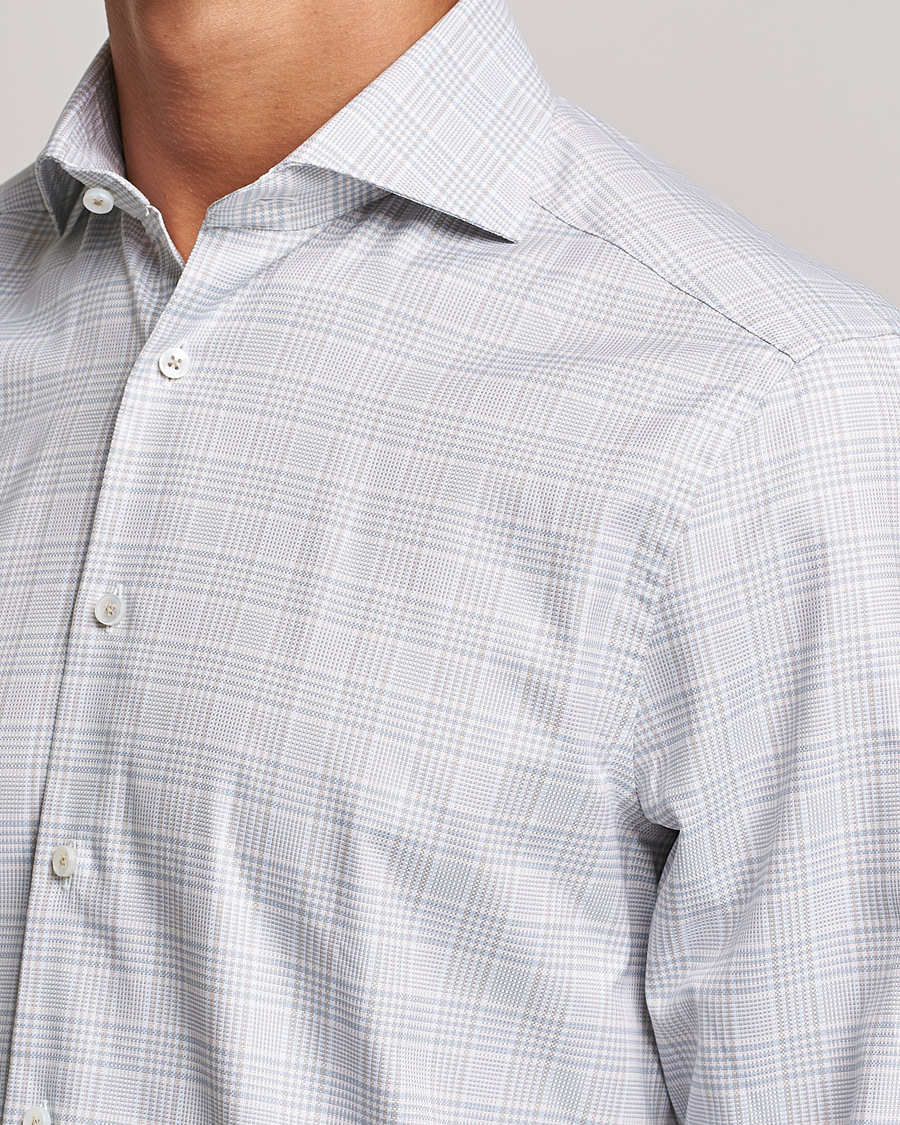 Herren | Hemden | Stenströms | Slimline Cut Away Checked Shirt Green