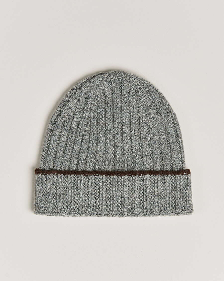 Herren | Stenströms Wool Cashmere Ribbed Beanie Grey | Stenströms | Wool Cashmere Ribbed Beanie Grey