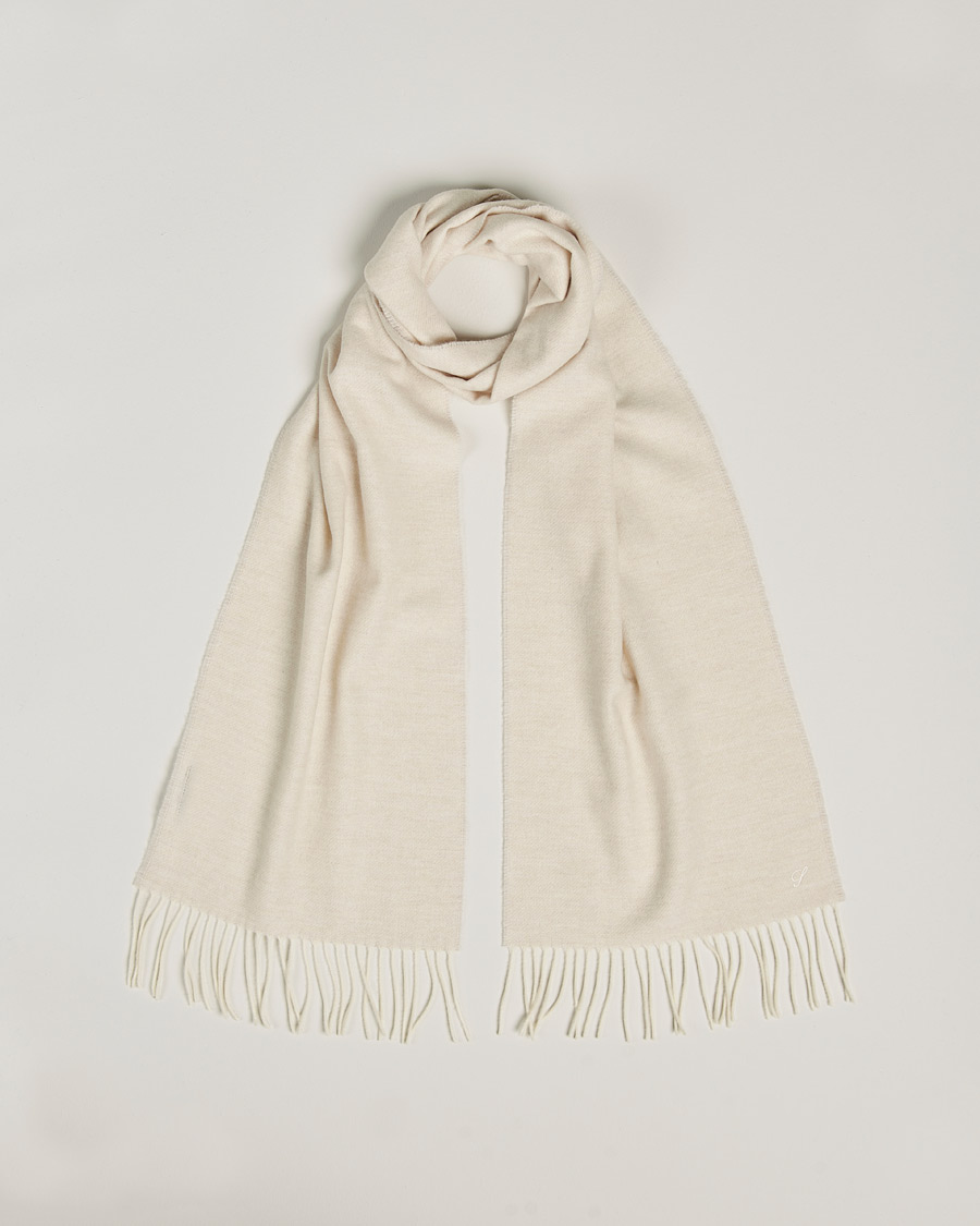 Herren | Stenströms Herringbone Wool Scarf Creme White | Stenströms | Herringbone Wool Scarf Creme White