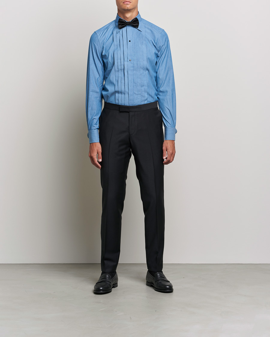 Herren | Hemden | Stenströms | 1899 Slimline Denim Tuxedo Shirt Blue