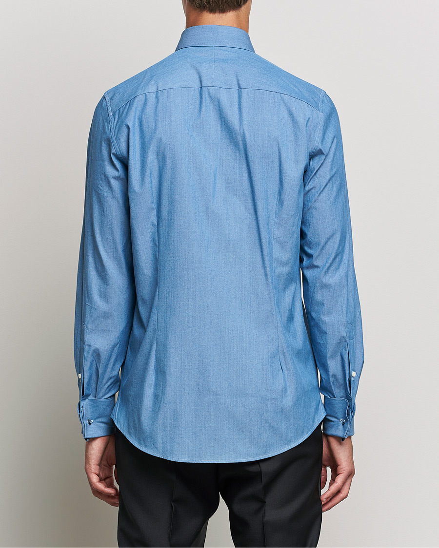 Herren | Hemden | Stenströms | 1899 Slimline Denim Tuxedo Shirt Blue