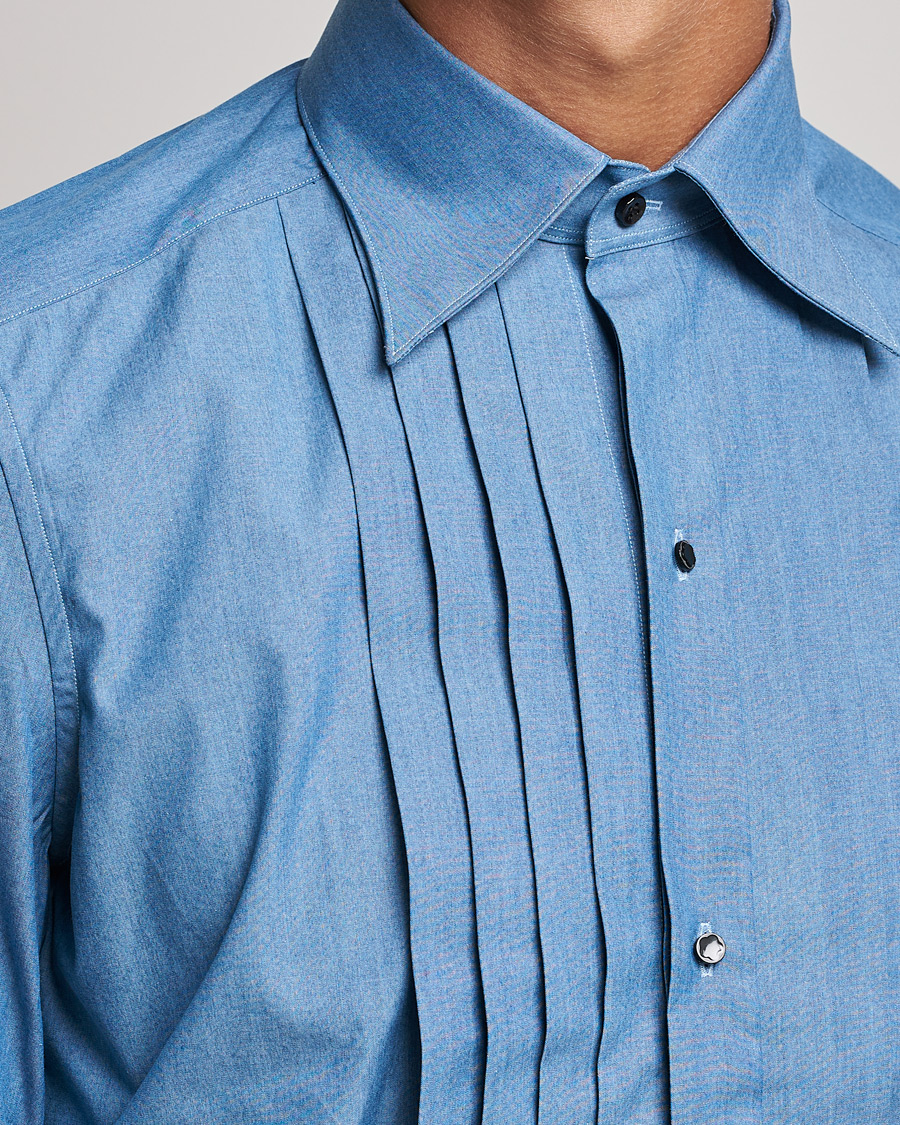 Herren | Hemden | Stenströms | 1899 Slimline Denim Tuxedo Shirt Blue