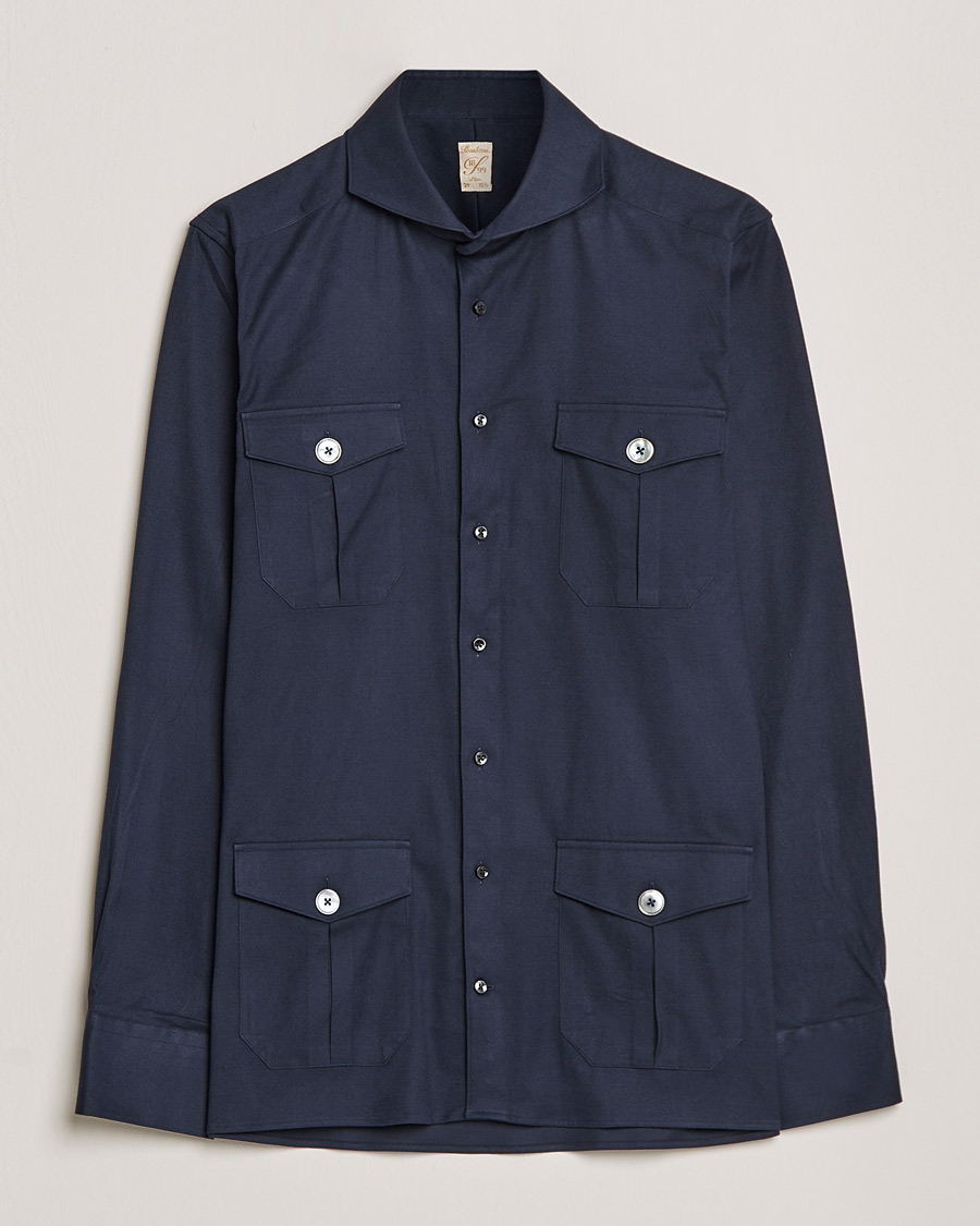 Herren | Hemden | Stenströms | 1899 Slimline Stretch Twill Overshirt Navy