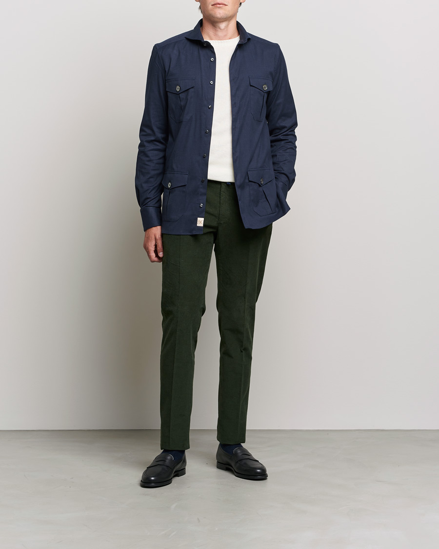 Herren | Hemden | Stenströms | 1899 Slimline Stretch Twill Overshirt Navy