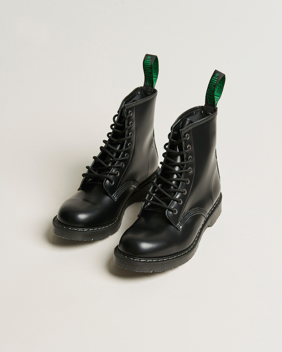 Solovair 8 Eye Derby Boot Black Shine