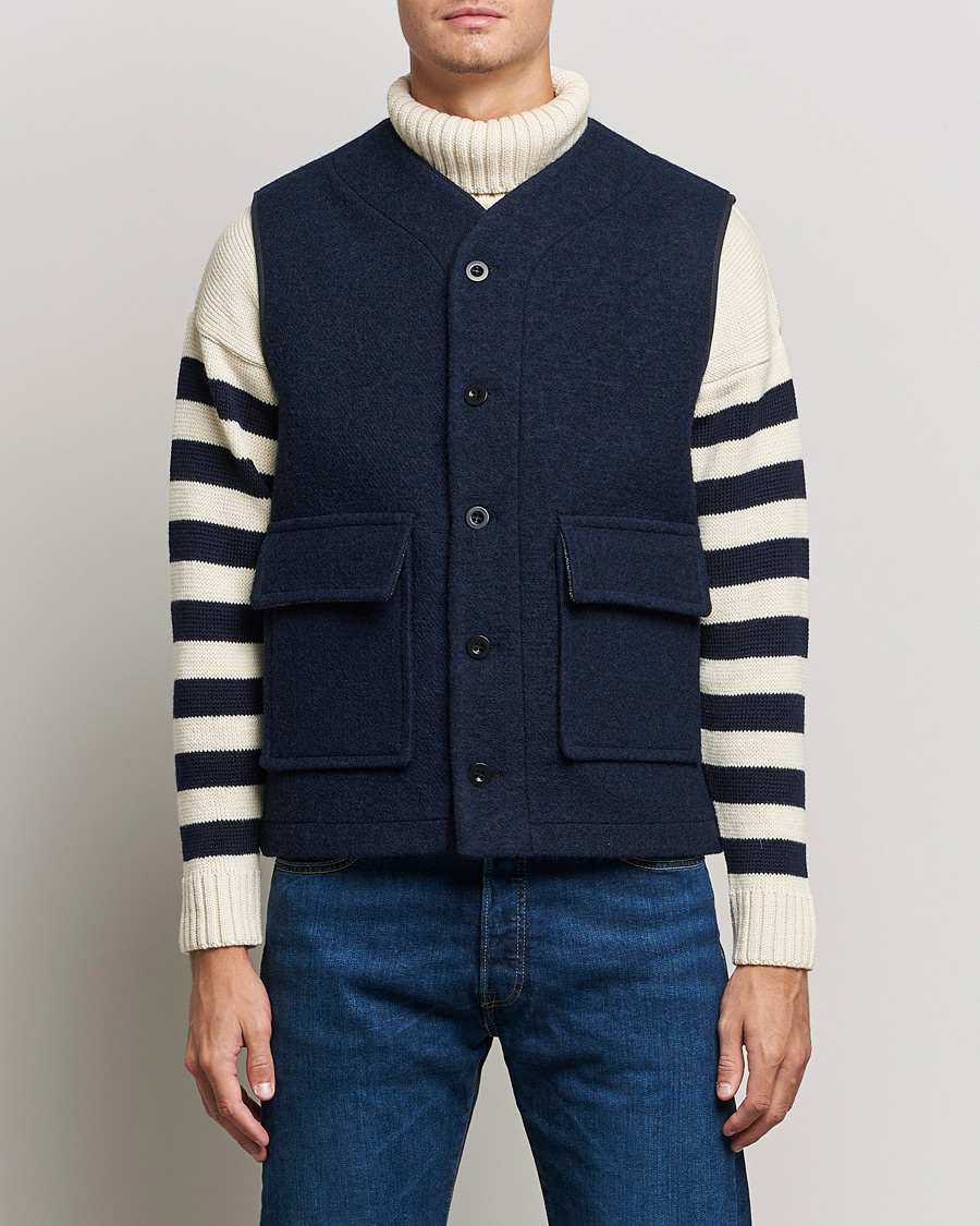 Herren | Jacken | Gloverall | Roger Double Face Gilet Navy/Brown