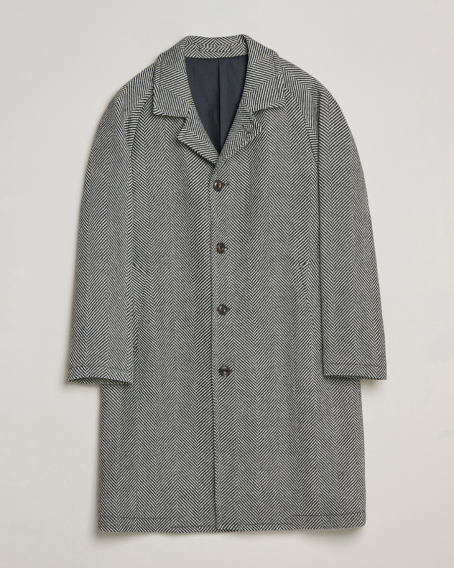 Herren | Jacken | L.B.M. 1911 | Herringbone Raglan Wool Coat Black/White