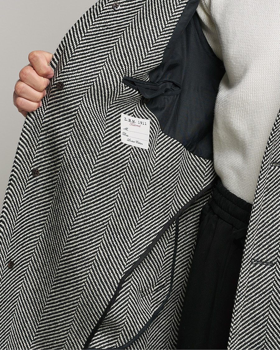 Herren | Jacken | L.B.M. 1911 | Herringbone Raglan Wool Coat Black/White