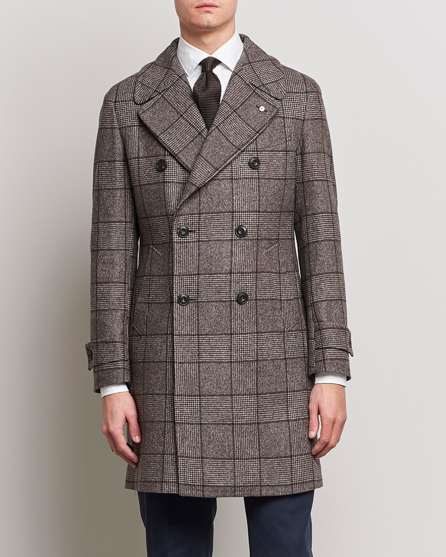 Herren | Mäntel | L.B.M. 1911 | Double Breasted Checked Wool Coat Brown