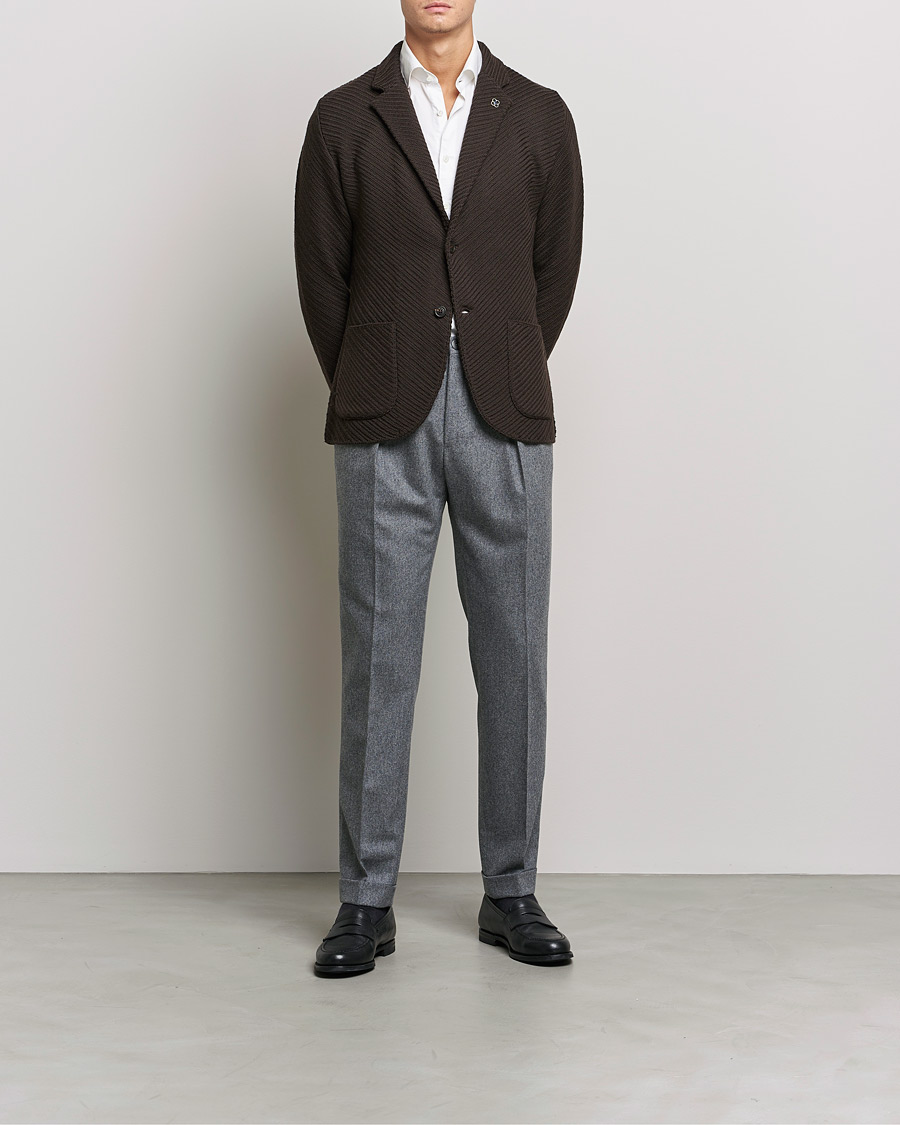 Herren | Lardini | Lardini | Structured Knitted Wool Blazer Dark Brown