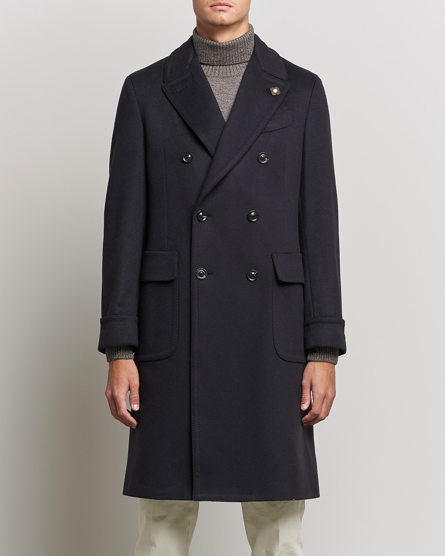 Herren | Stilvolle Jacken | Lardini | Ulster Double Breasted Wool Coat Navy