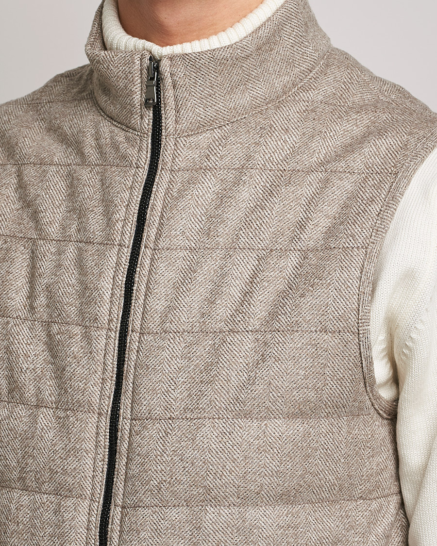 Herren | Jacken | Oscar Jacobson | Liner EVO Wool Herringbone Waistcoat Beige