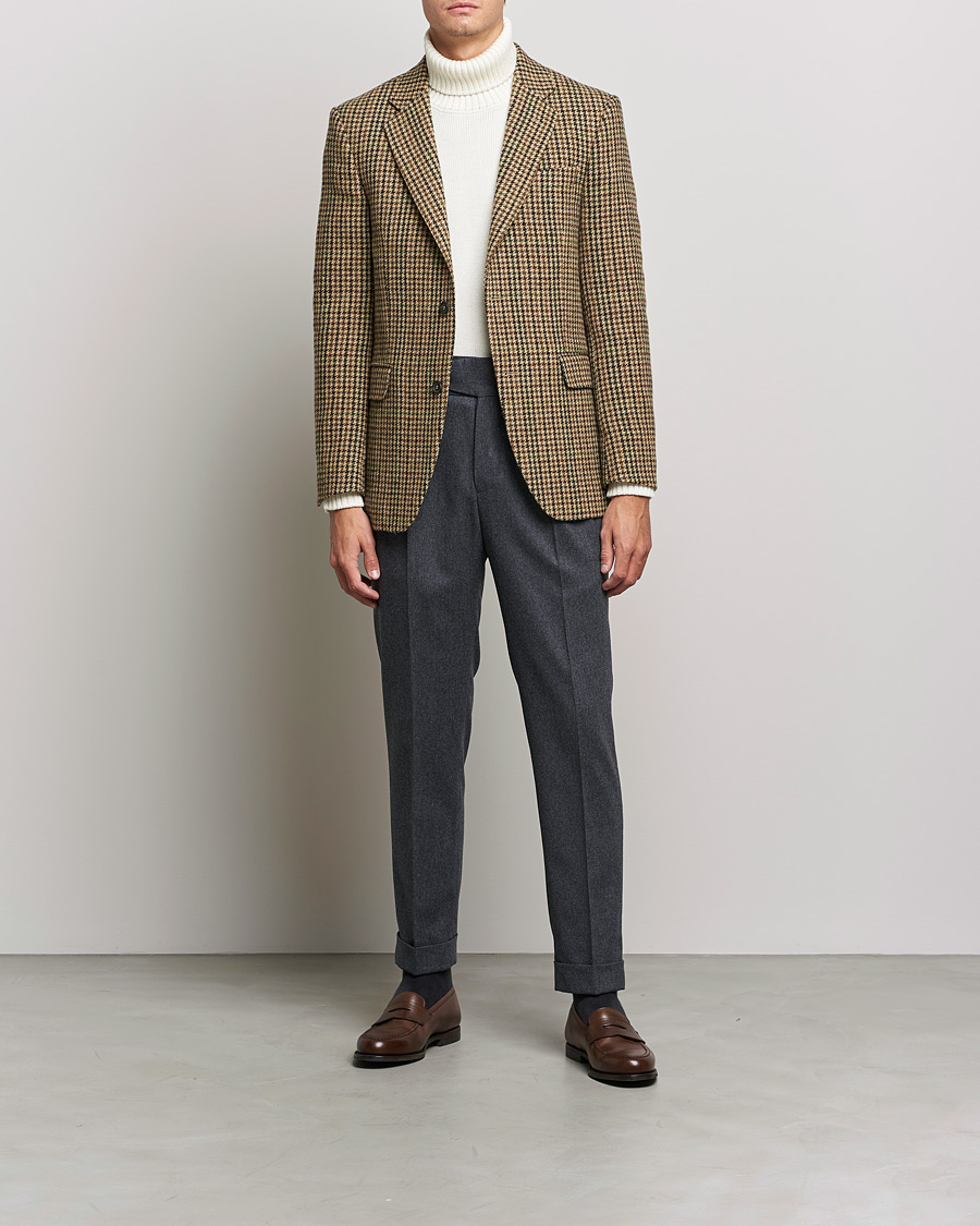Oscar Jacobson Freeman Moon Houndstooth Tweed Blazer Beige bei