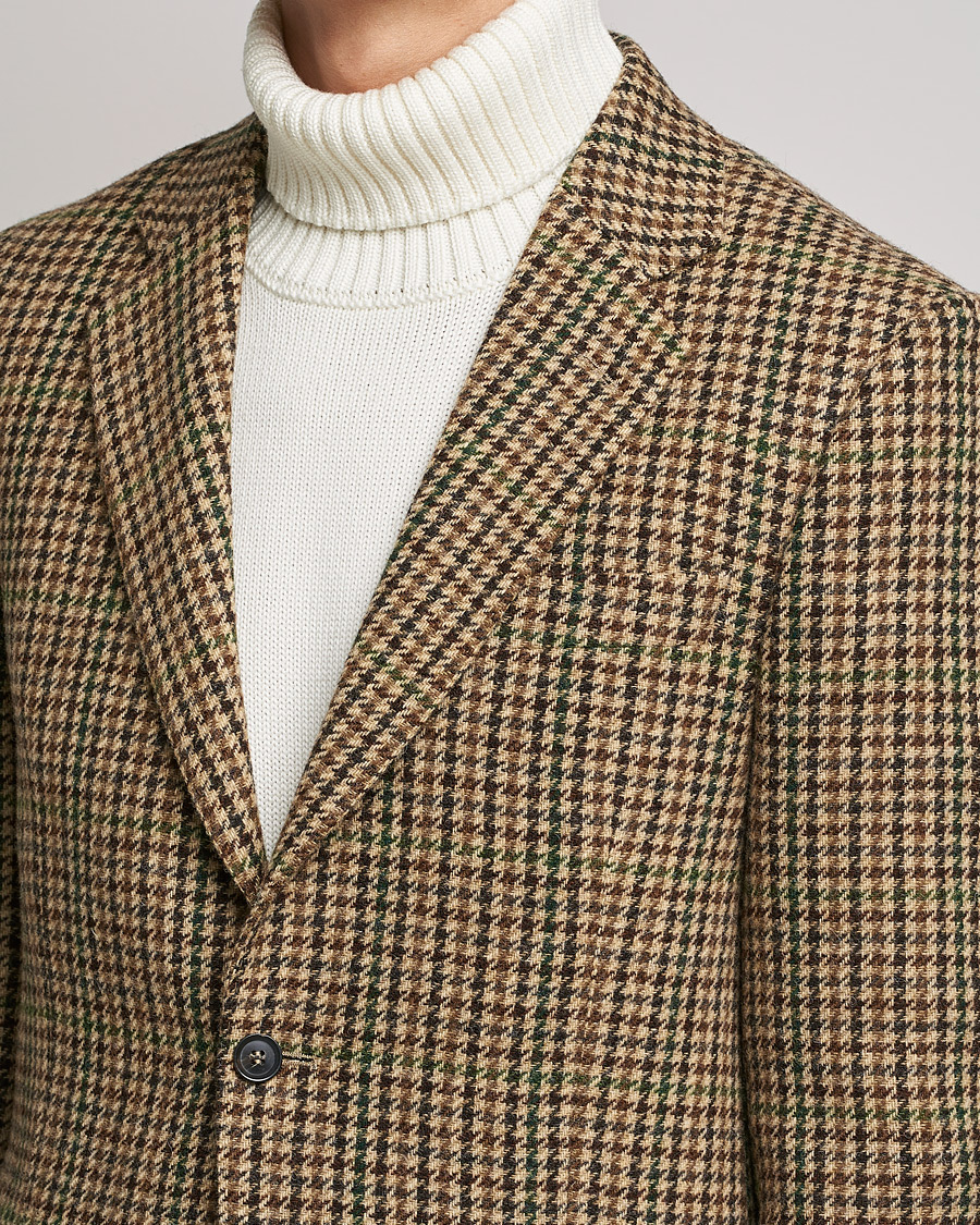Herren | Sakkos | Oscar Jacobson | Freeman Moon Houndstooth Tweed Blazer Beige