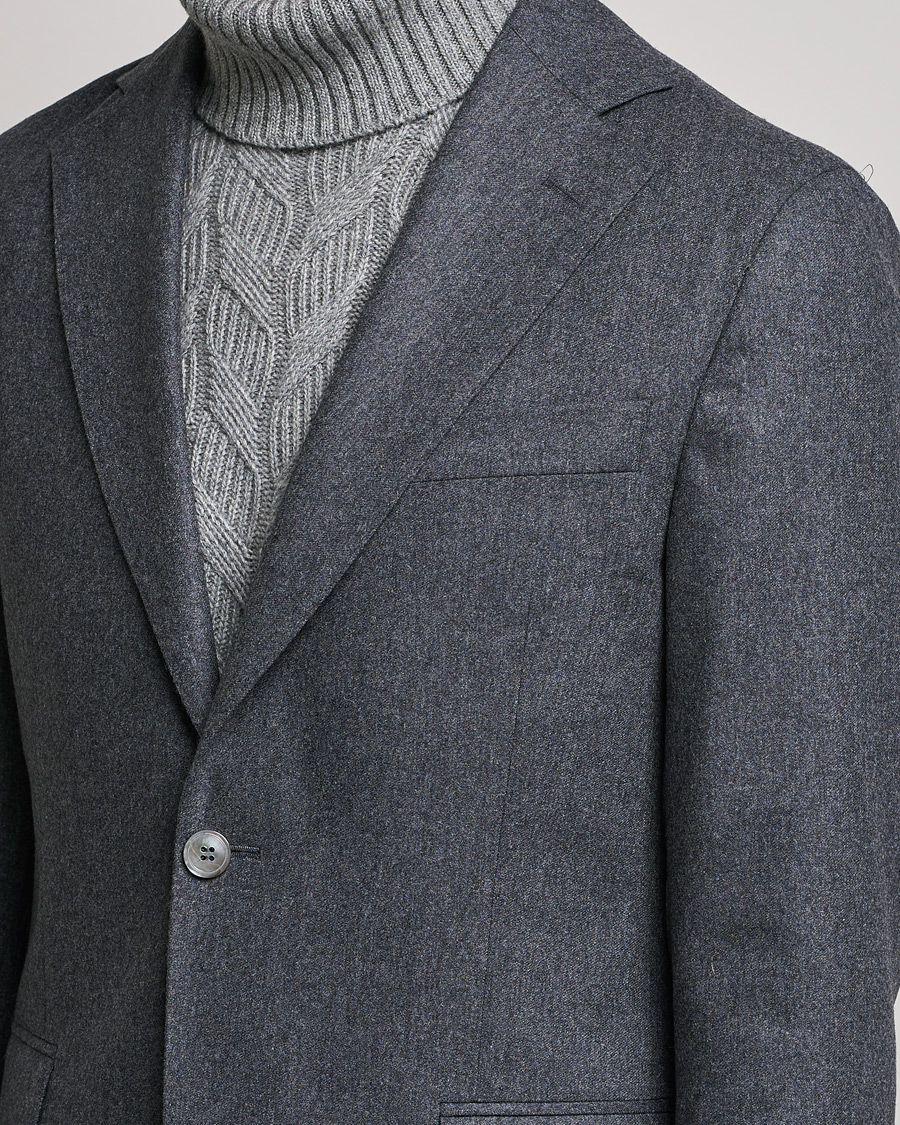 Herren | Sakkos | Oscar Jacobson | Ego Wool Flannel Blazer Grey Melange