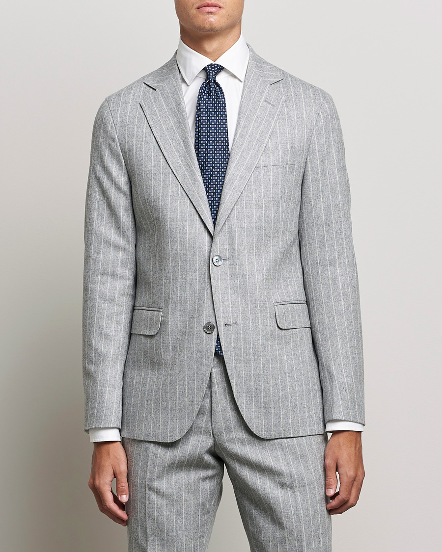 Herren | Anzüge | Oscar Jacobson | Ego Pinstripe Wool Flannel Suit Grey Melange