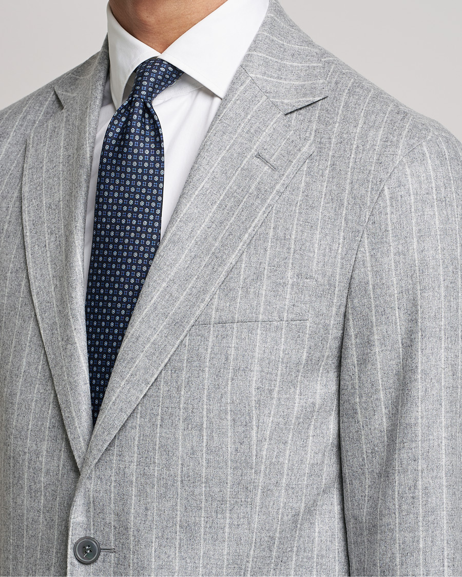 Herren | Anzüge | Oscar Jacobson | Ego Pinstripe Wool Flannel Suit Grey Melange