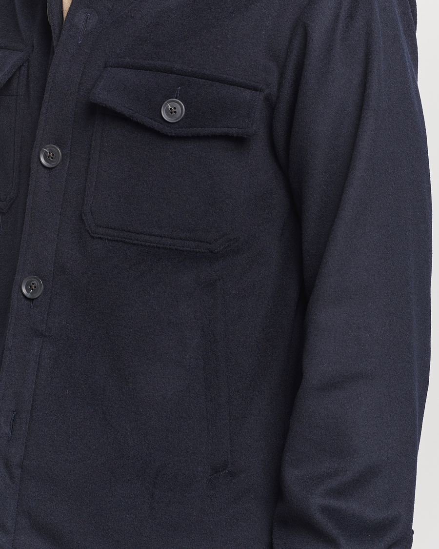 Herren | Hemden | Oscar Jacobson | Maverick Wool/Cashmere Shirt Jacket Navy
