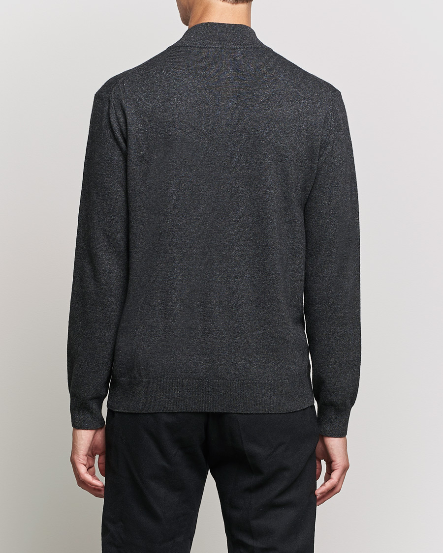 Herren | Pullover | Oscar Jacobson | Patton Wool/Cashmere Half Zip Charcoal