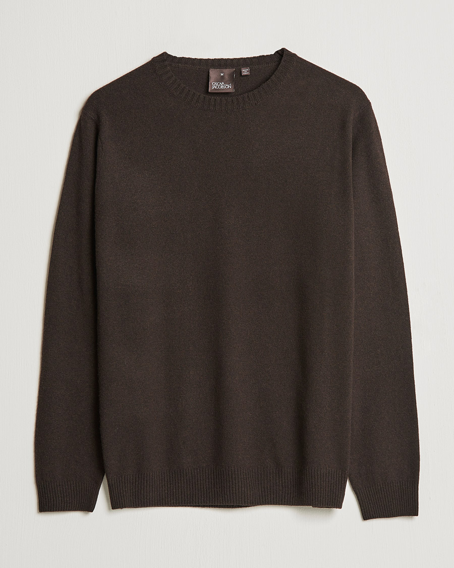 Herren | Pullover | Oscar Jacobson | Valter Wool/Cashmere Round Neck Brown