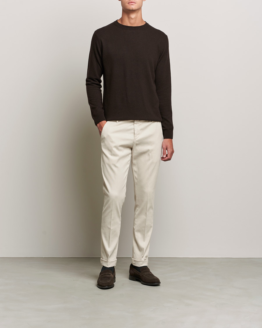Herren | Pullover | Oscar Jacobson | Valter Wool/Cashmere Round Neck Brown