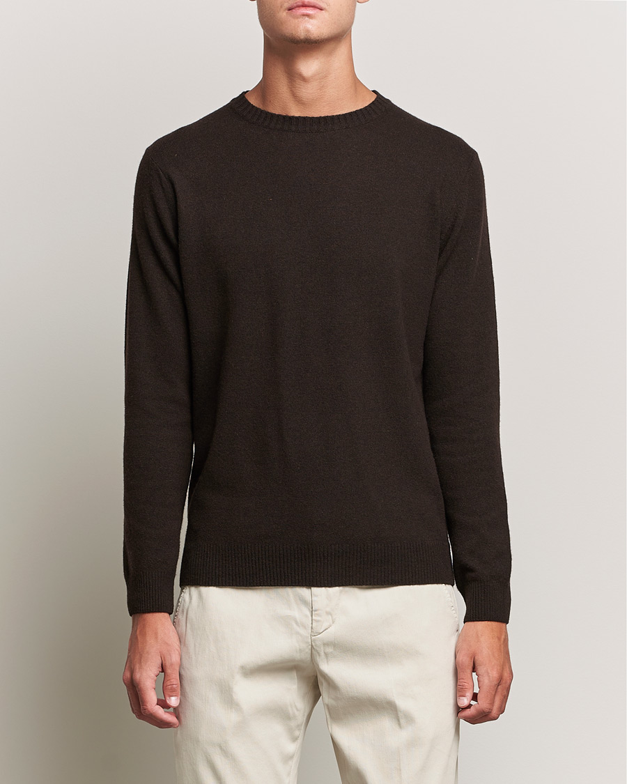 Herren | Pullover | Oscar Jacobson | Valter Wool/Cashmere Round Neck Brown