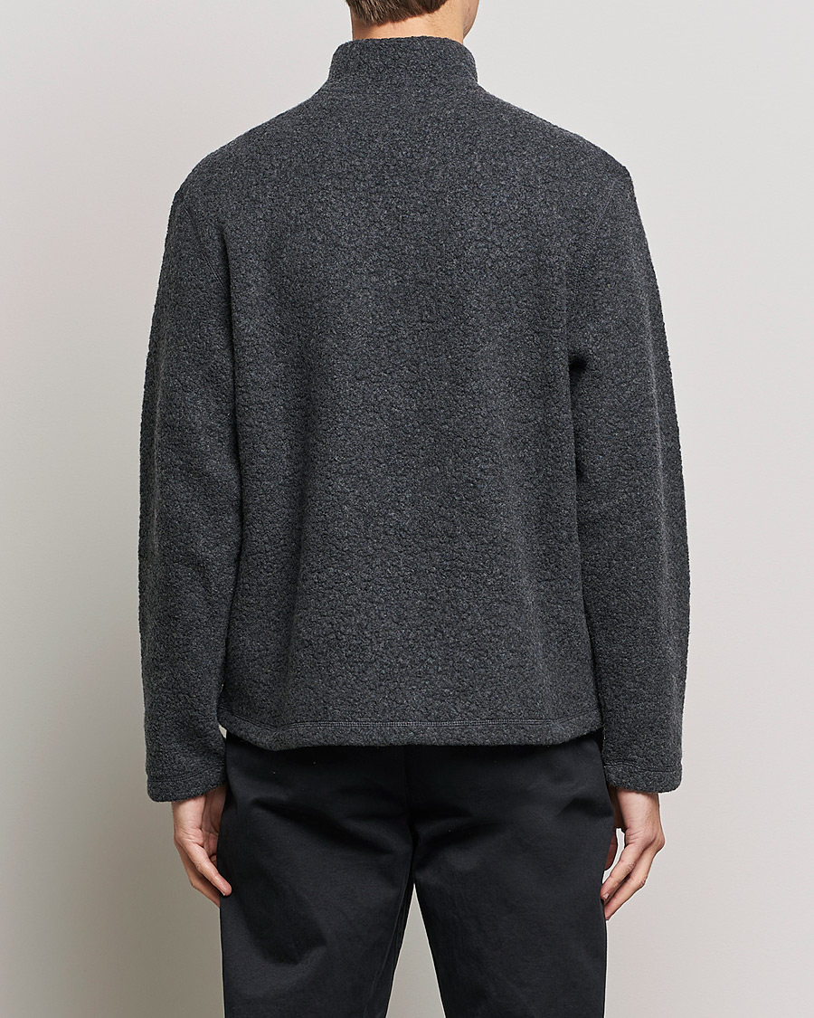 Herren | Pullover | Sunspel | Eco Wool Half Zip Fleece Charcoal Melange