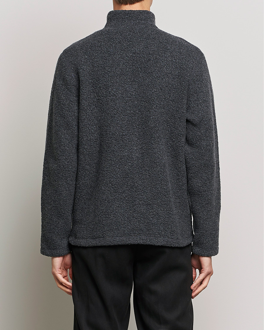Herren | Pullover | Sunspel | Eco Wool Full Zip Fleece Jacket Charcoal Melange