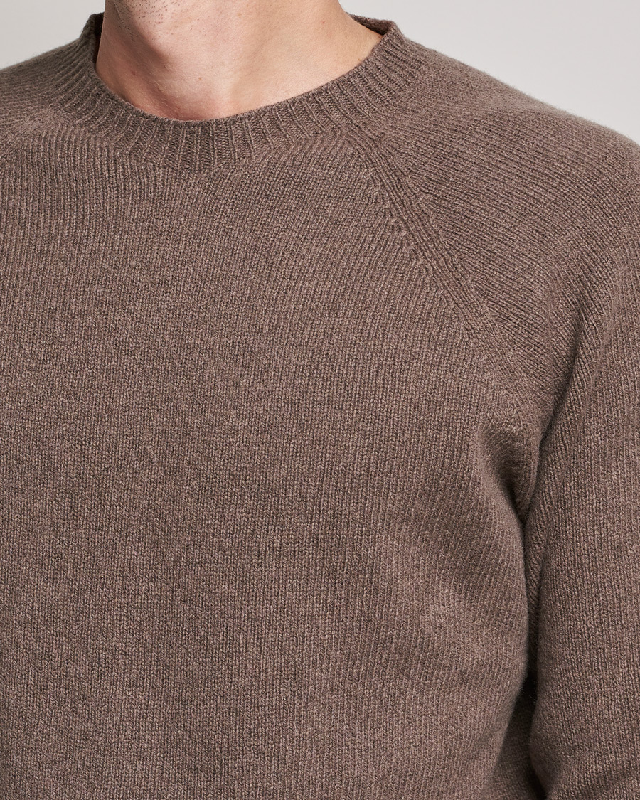 Herren | Pullover | Sunspel | Lambswool Crew Neck Sweater Umber Brown