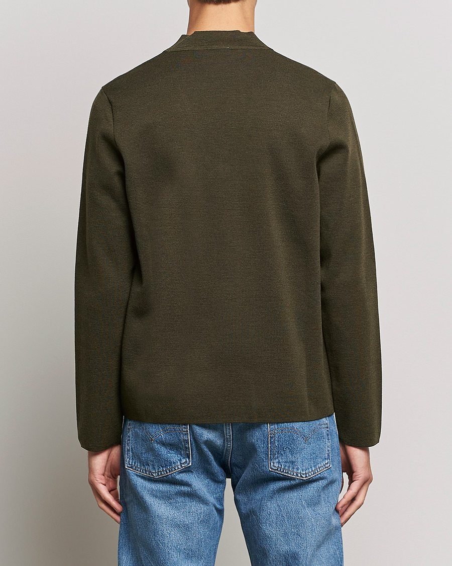 Herren | Pullover | Sunspel | Merino Milano Cardigan Dark Moss