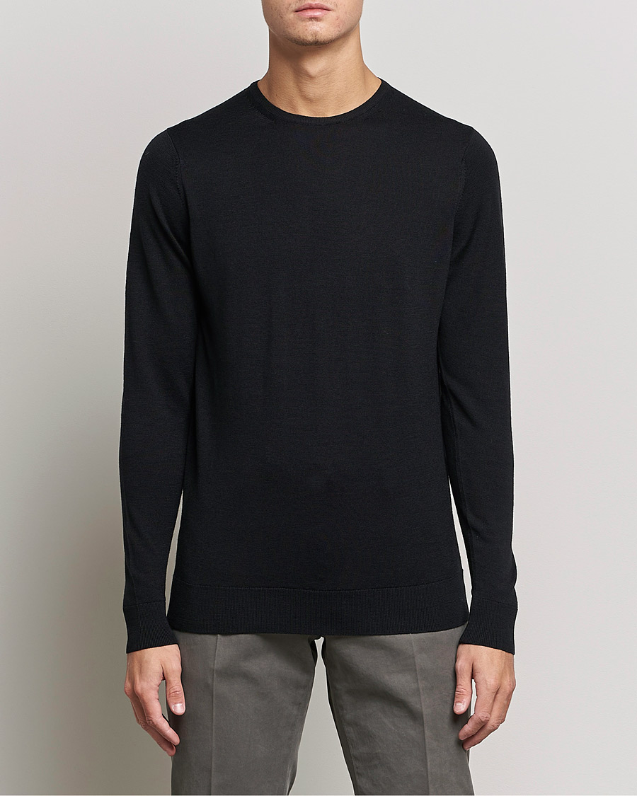 Herren | Pullover | Sunspel | Crew Neck Jumper Black