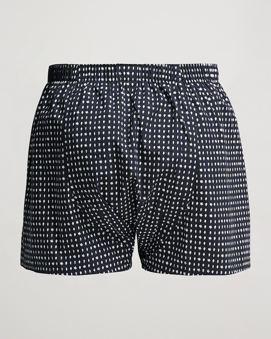 Herren | Unterhosen | Sunspel | Printed Cotton Boxer Shorts Dark Navy
