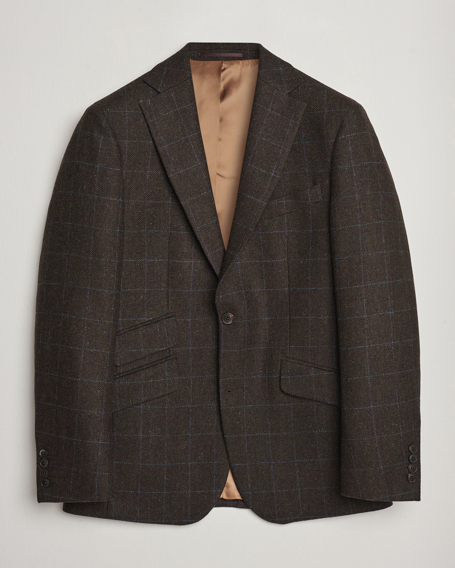 Walker Slater Edward Lambswool Windowpane Blazer Dark Brown bei