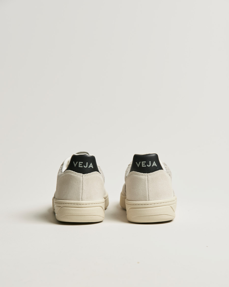 Herren | Veja V-10 Flannel Leather Sneaker Snow/Black | Veja | V-10 Flannel Leather Sneaker Snow/Black